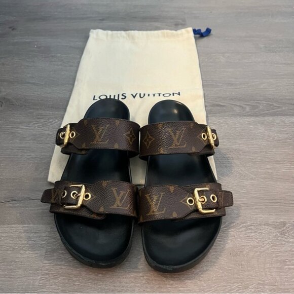 LOUIS VUITTON Bom Dia Flat Comfort Mule Sandal Size 38.5 - Picture 3 of 16